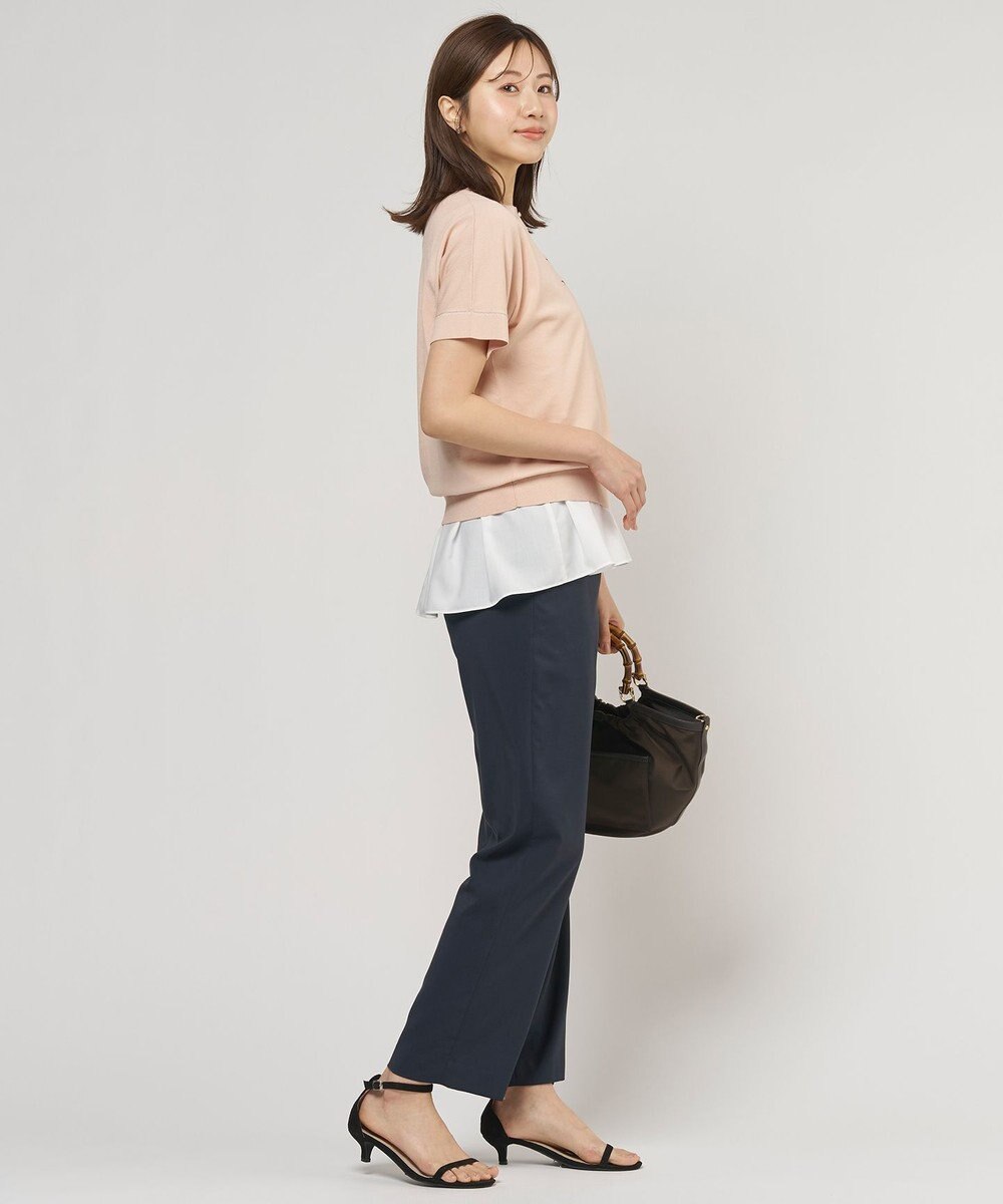 J.PRESS LADIES L COOL MINT COTTON POLYESTER ヘンリーネック ニット プルオーバー 