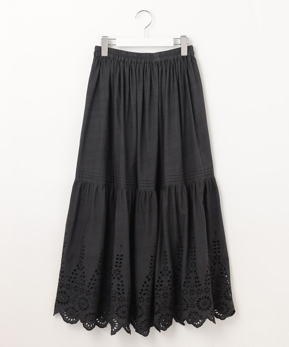Feroux 【洗える】刺繍ティアード スカート 