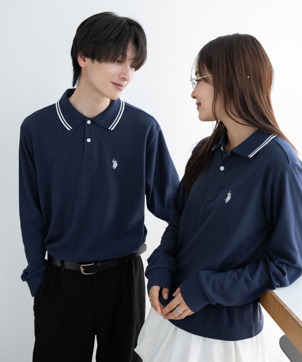 WEGO 【25年秋冬新作/ユニセックスITEM/SMLサイズ展開】別注USPOLOラインポロシャツ（長袖） 