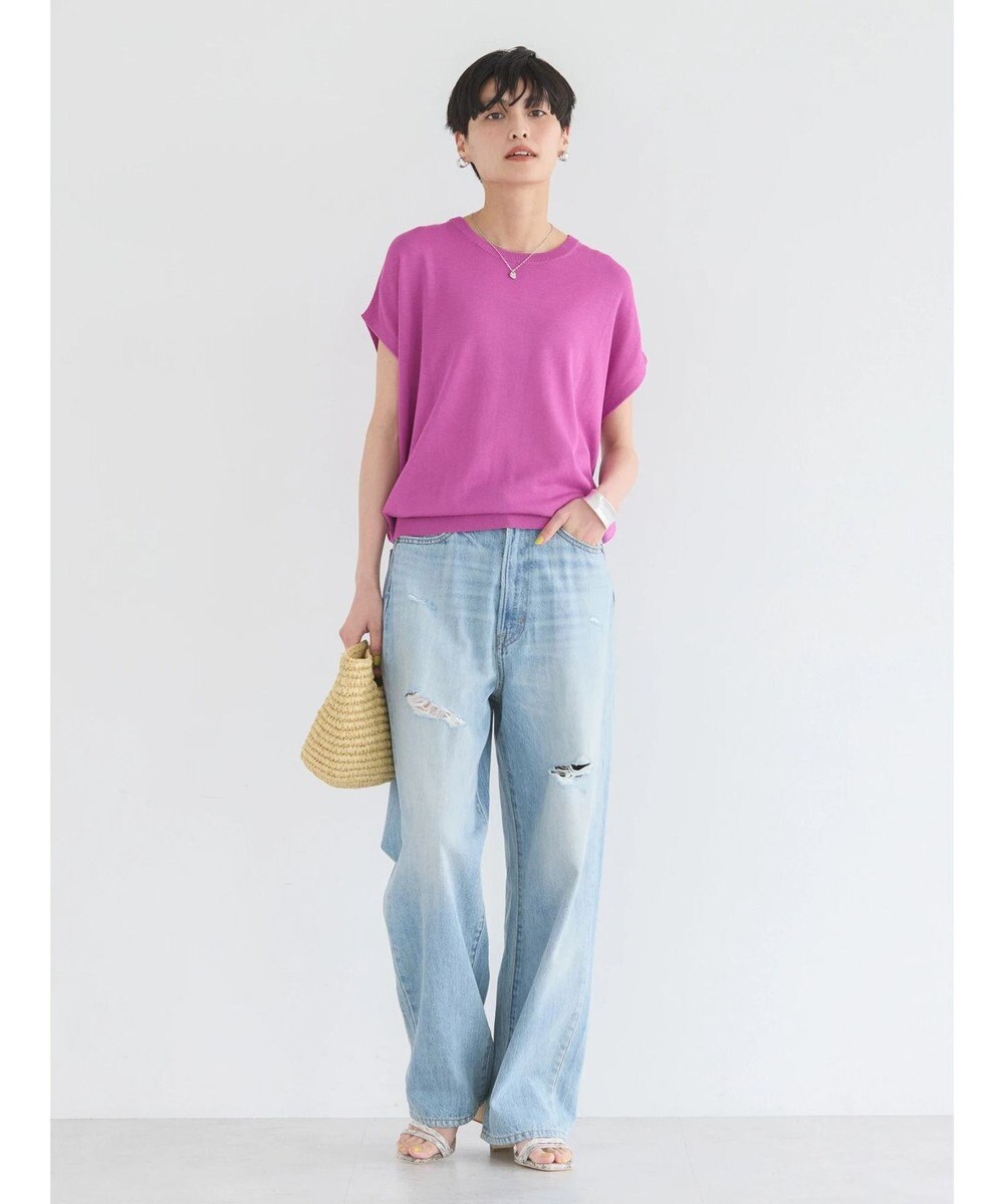 AMERICAN HOLIC 接触冷感フレンチスリーブニットプルオーバー 