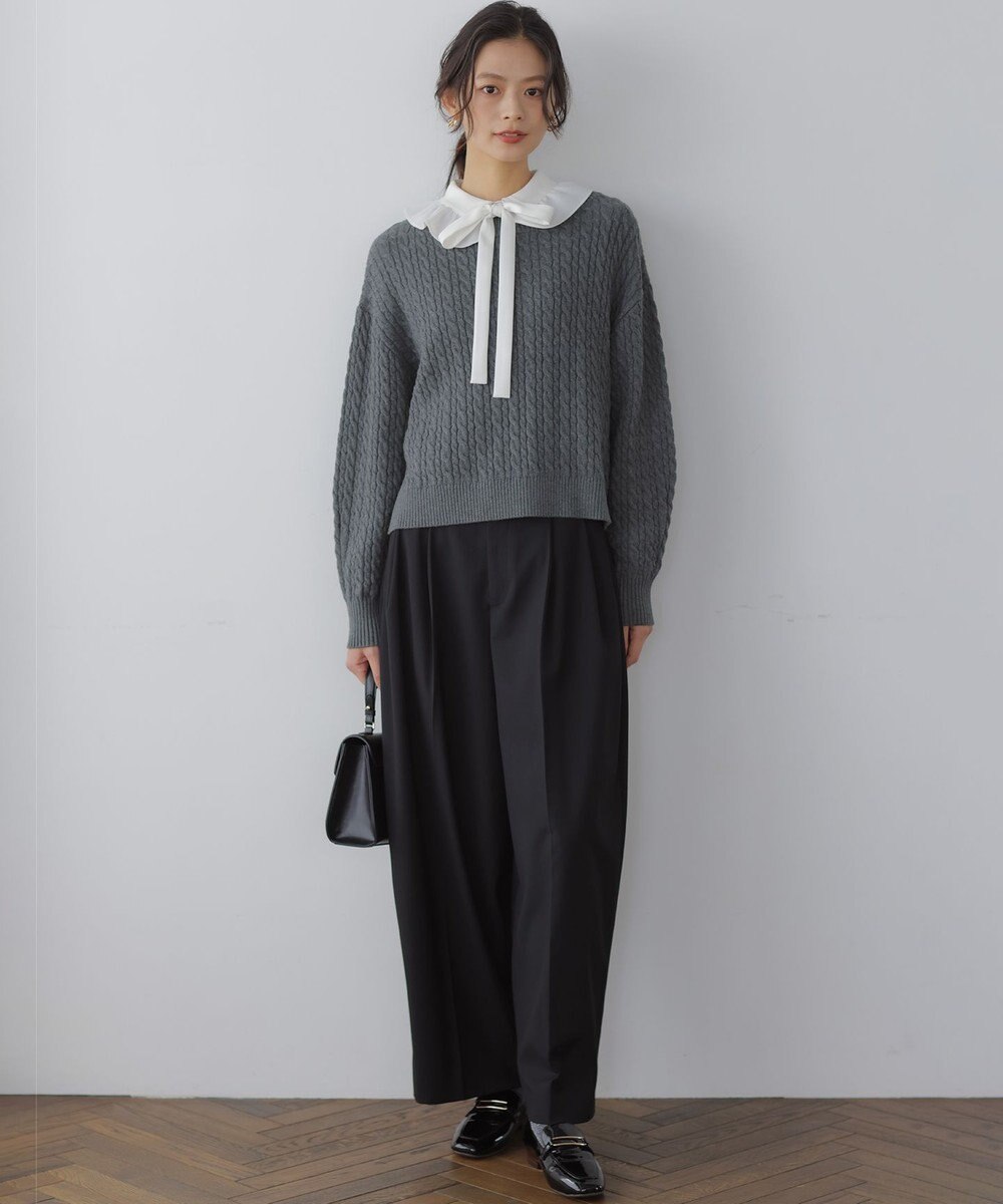 組曲 S 【加藤ローサさん着用】コットンカシミヤMIX ケーブル ニット 