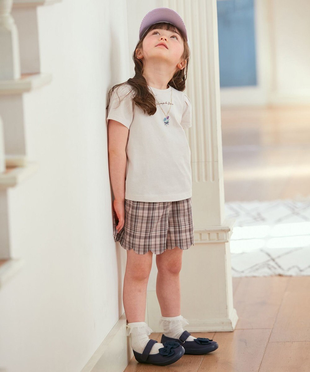 ANY KIDS 裾 スカラップ チェック パンツ 