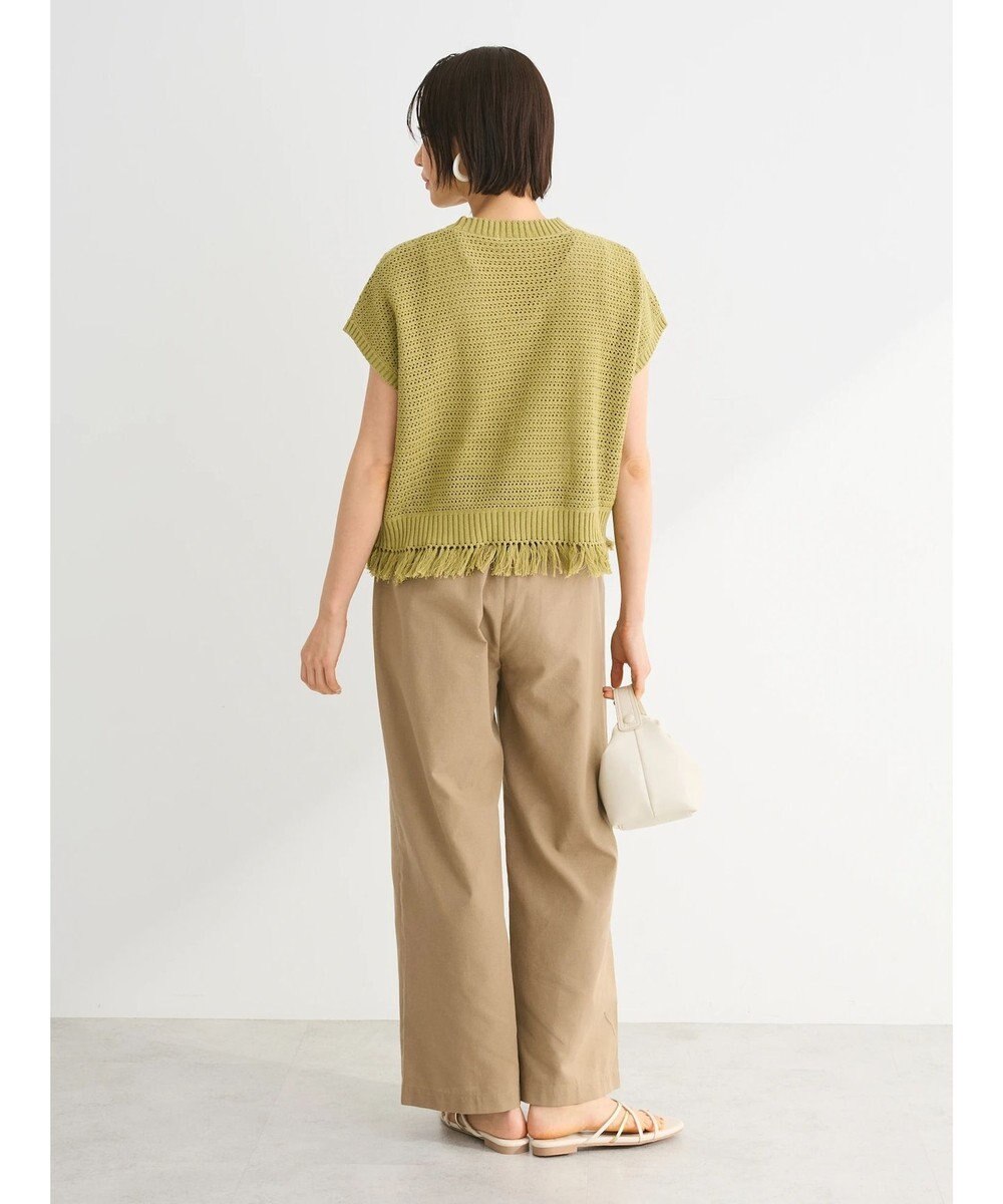 Green Parks 裾フリンジメッシュニットプルオーバー 