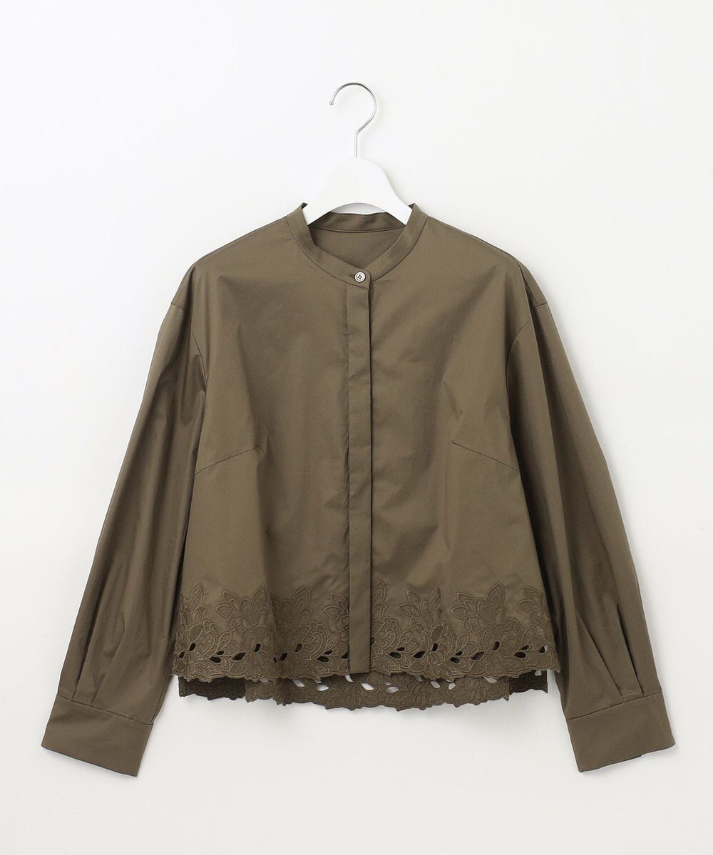 自由区 【洗える】裾刺繍エンブロイダリー ブラウス 