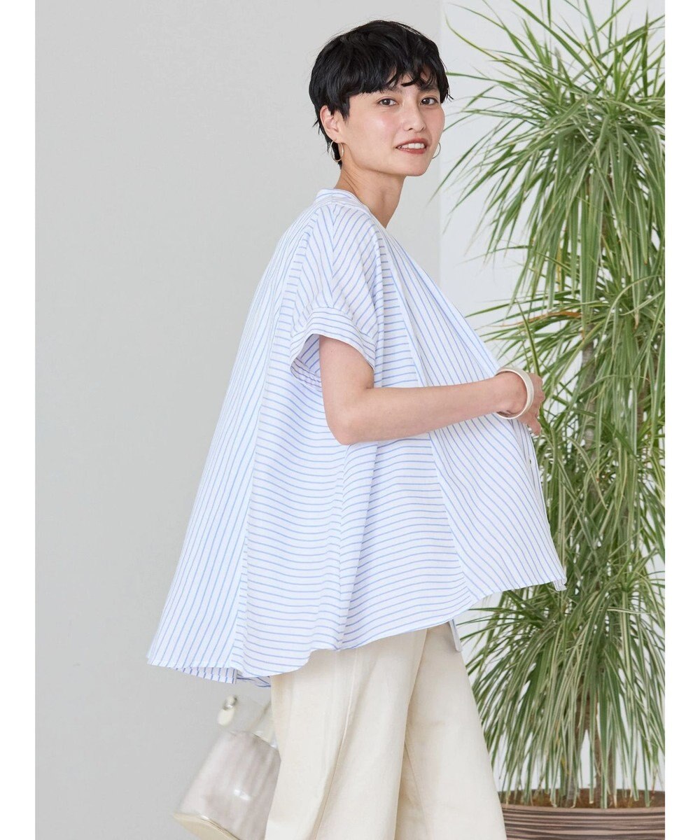 AMERICAN HOLIC 接触冷感フレンチスリーブ切り替えフレアブラウス 