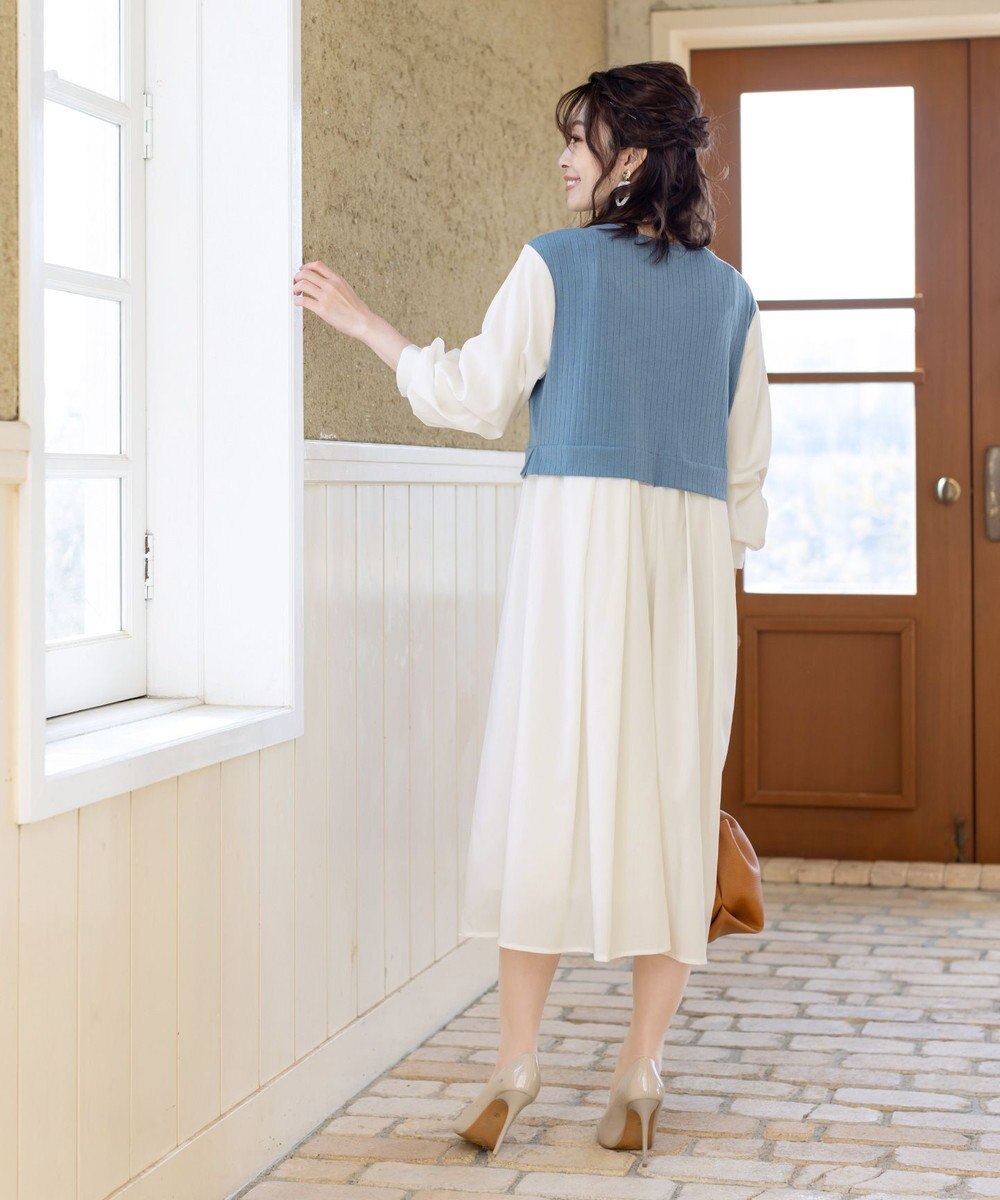 Tiaclasse 【洗える】一枚でコーデが決まるニットソーレイヤード風ワンピ 