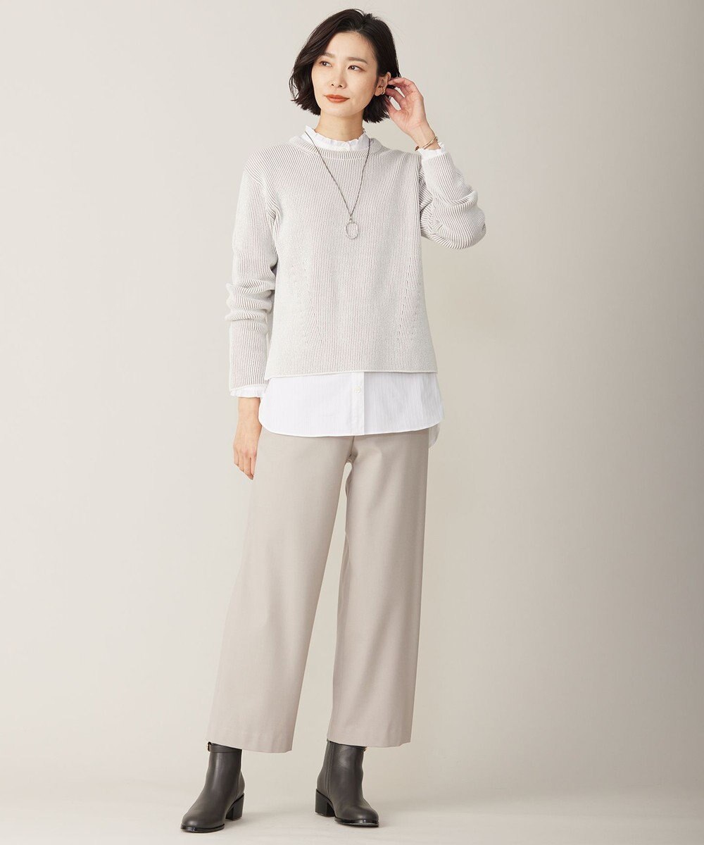 J.PRESS LADIES L 【WEB限定カラーあり・洗える】CLEAR COTTON BLEND サイドスリット ニット 