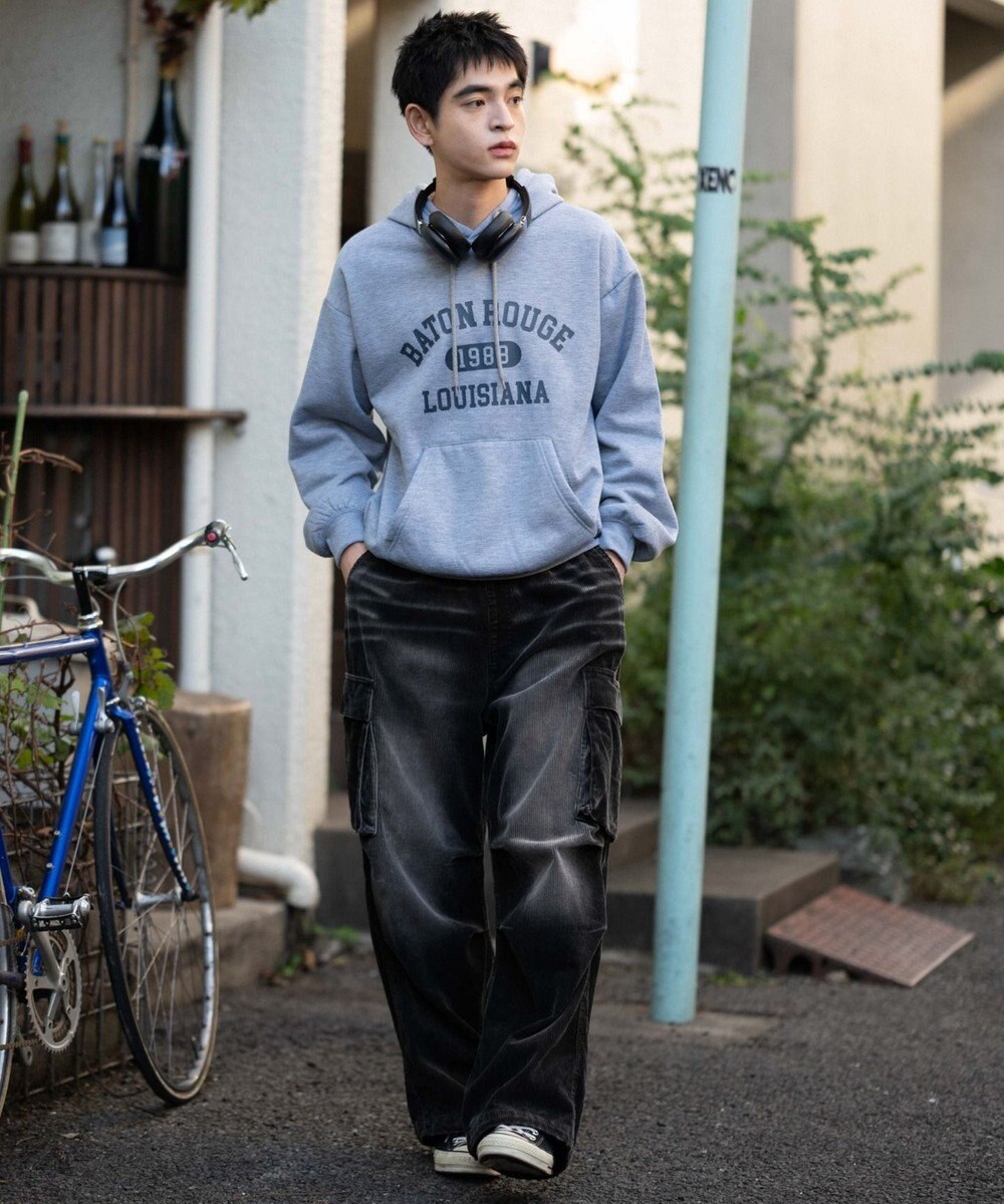 WEGO 【ユニセックス着用ITEM/裏起毛】カレッジロゴボアパーカー 