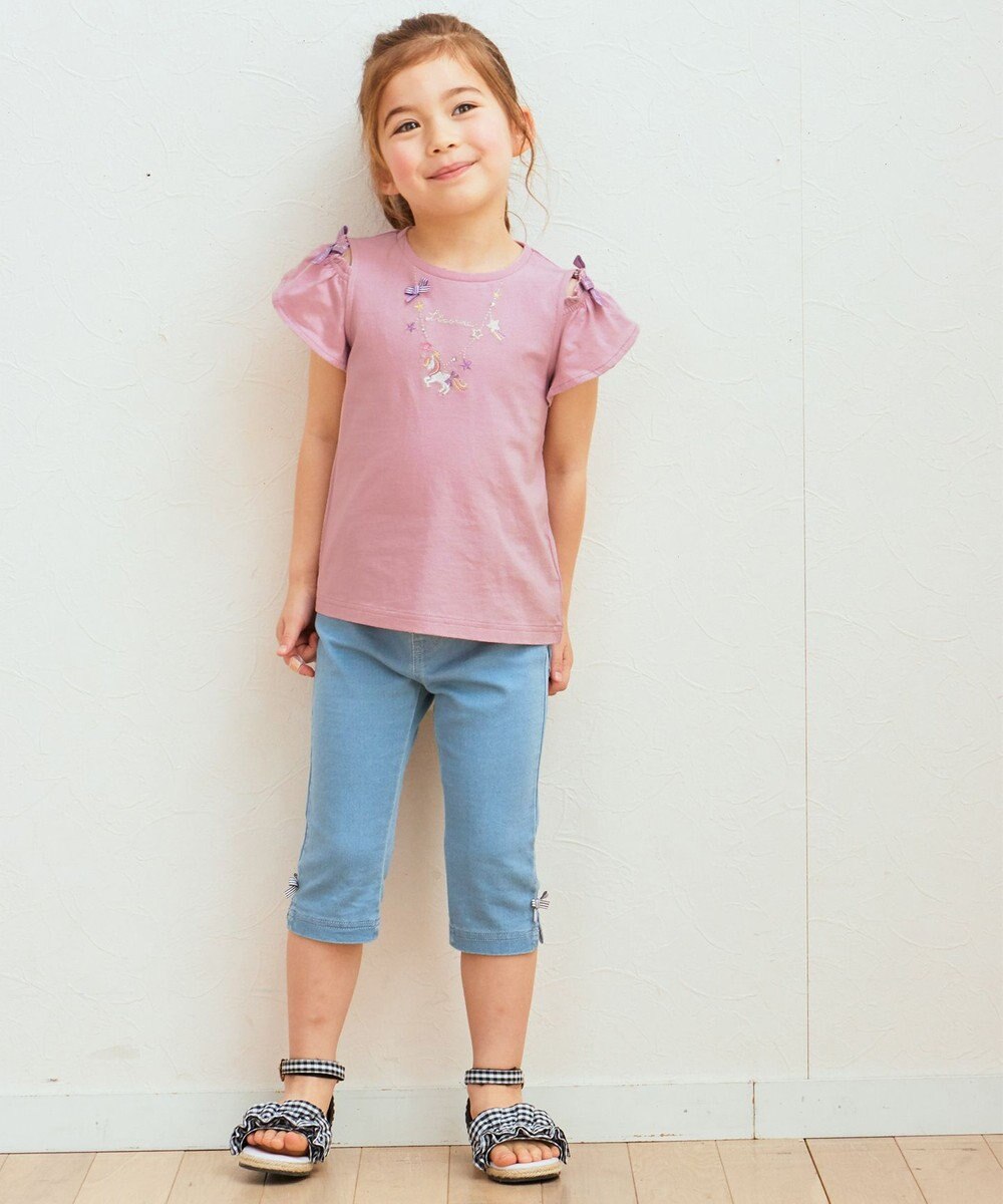 ANY KIDS 刺繍 オン・オフショルダー Tシャツ 