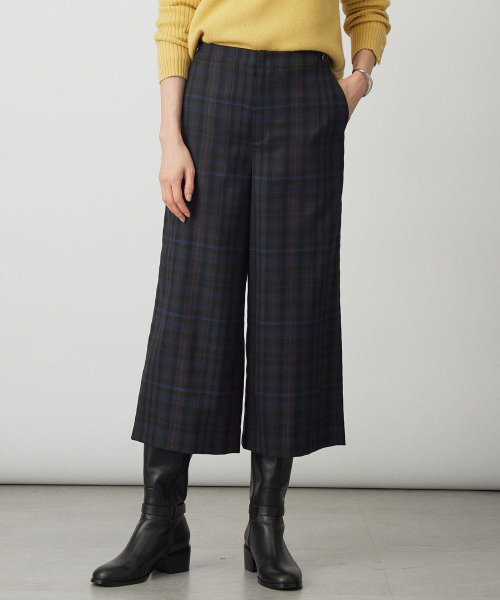 J.PRESS LADIES S milledタータンラメチェック クロップド パンツ 