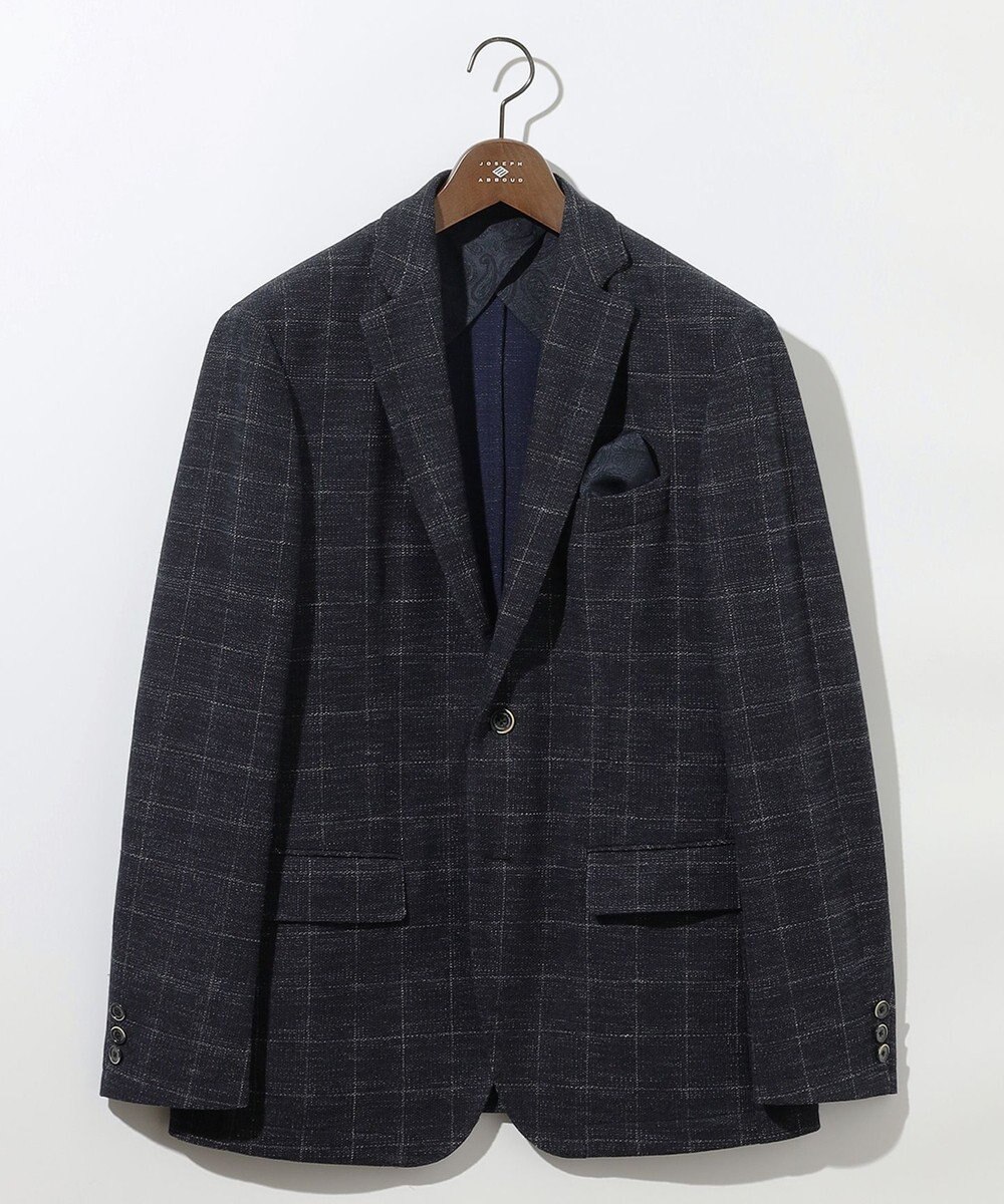 JOSEPH ABBOUD 【イタリア素材/軽量/ストレッチ】サマーツィードジャージーチェック プリント ジャケット 