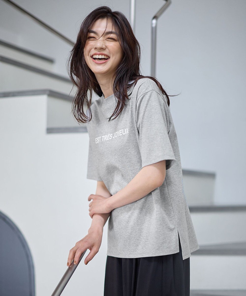 ANY 【汗ジミ防止加工】シルケットスムース半袖ロゴTシャツ 