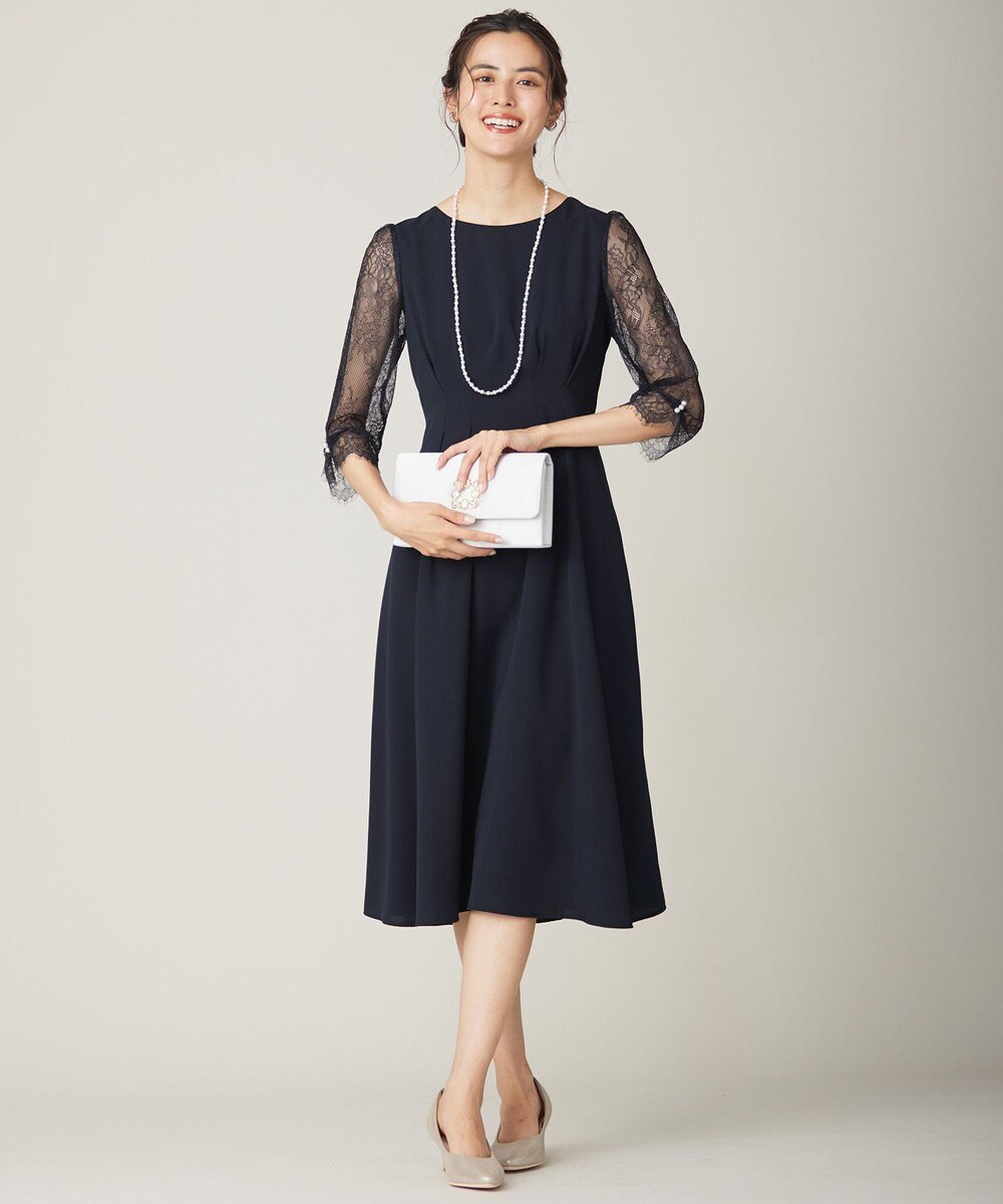 ANY SIS 【Lily Calin】レーススリーブタック ドレス 