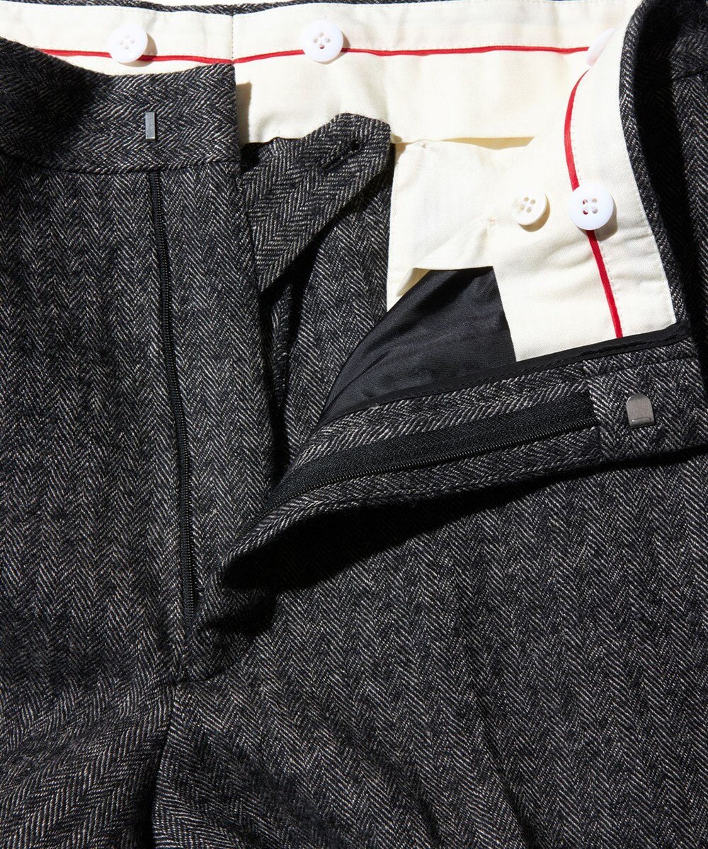 J.PRESS MEN 【J.PRESS ORIGINALS】WOOL/LINEN TWEED PIPED STEM SLACKS 