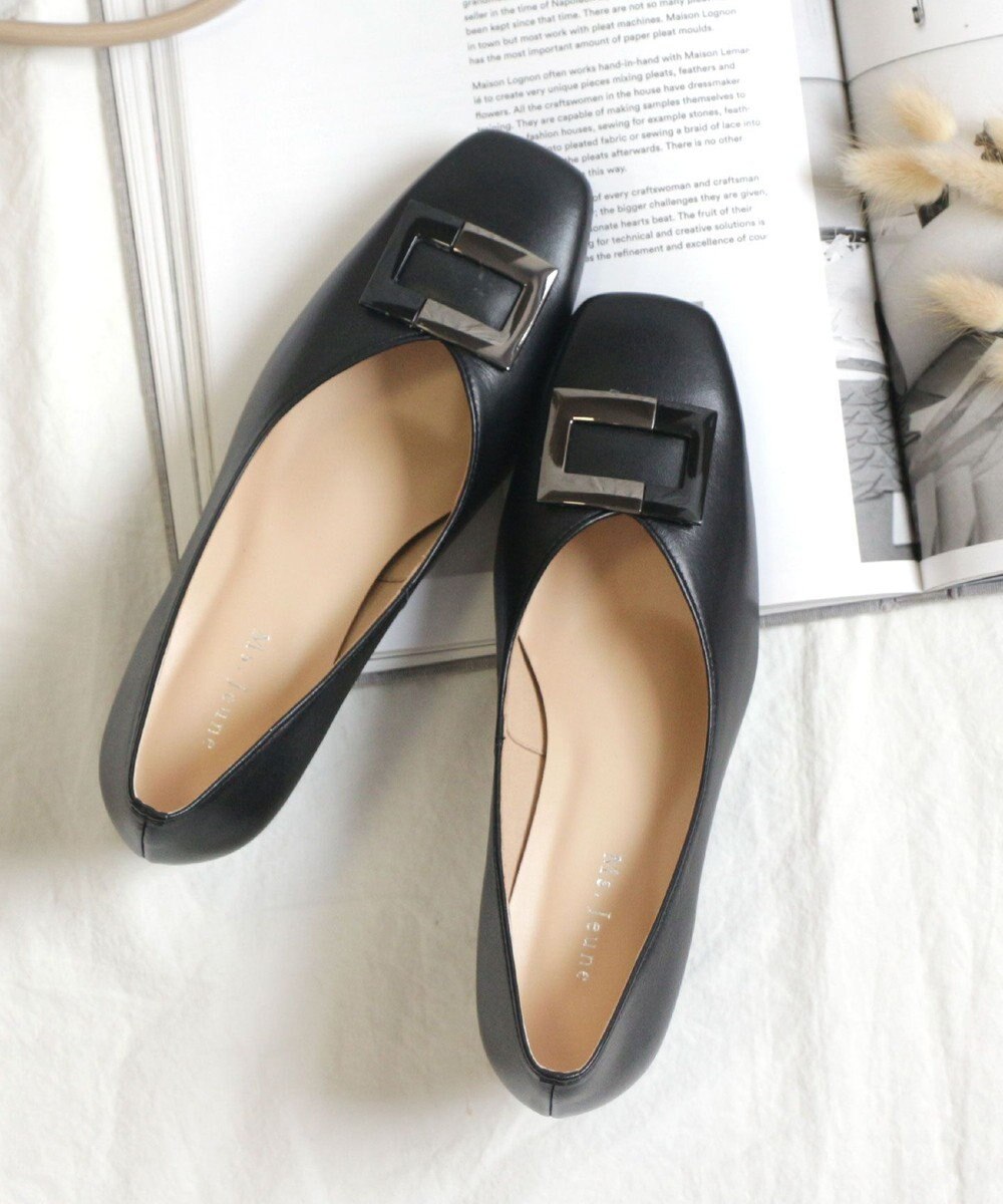 Pointer 日本製 バックルモチーフスクエアトゥパンプス 