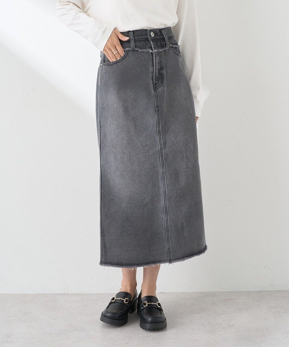 earth music&ecology ウエストフリンジデニムスカート 