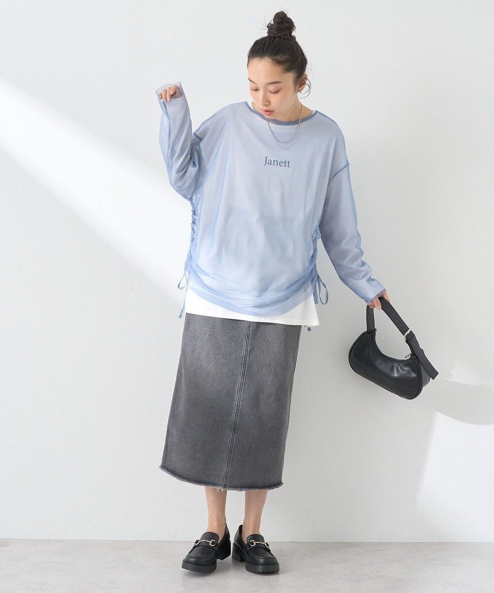 earth music&ecology ウエストフリンジデニムスカート 