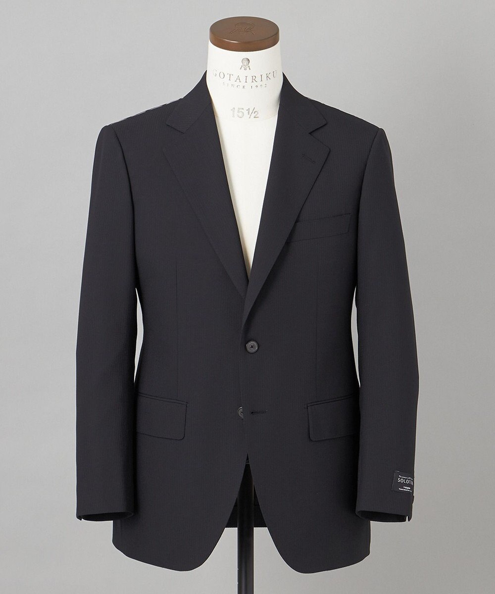 GOTAIRIKU オールシーズン対応【御幸毛織】WOOL×SOLOTEX ストレッチスーツ（ブラックストライプ） 