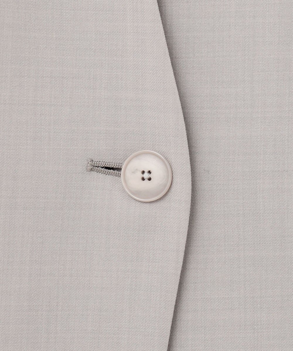 自由区 【セットアップ対応・洗える】ウールブレンドセットアップノーカラー ジャケット 