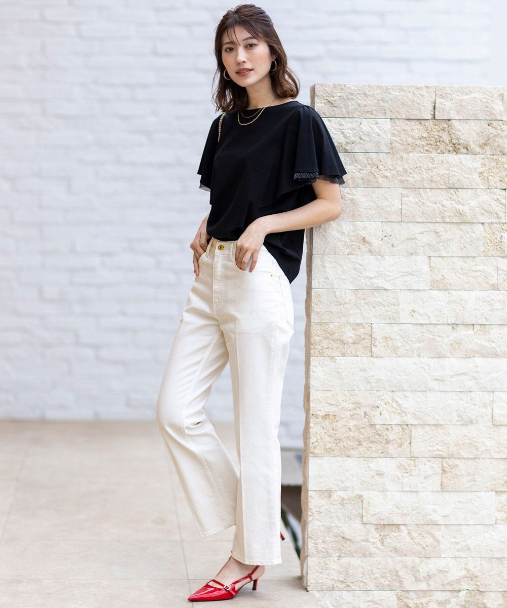 ANY SIS S 【接触冷感・UVケア】着映えフリルスリーブ カットソー 