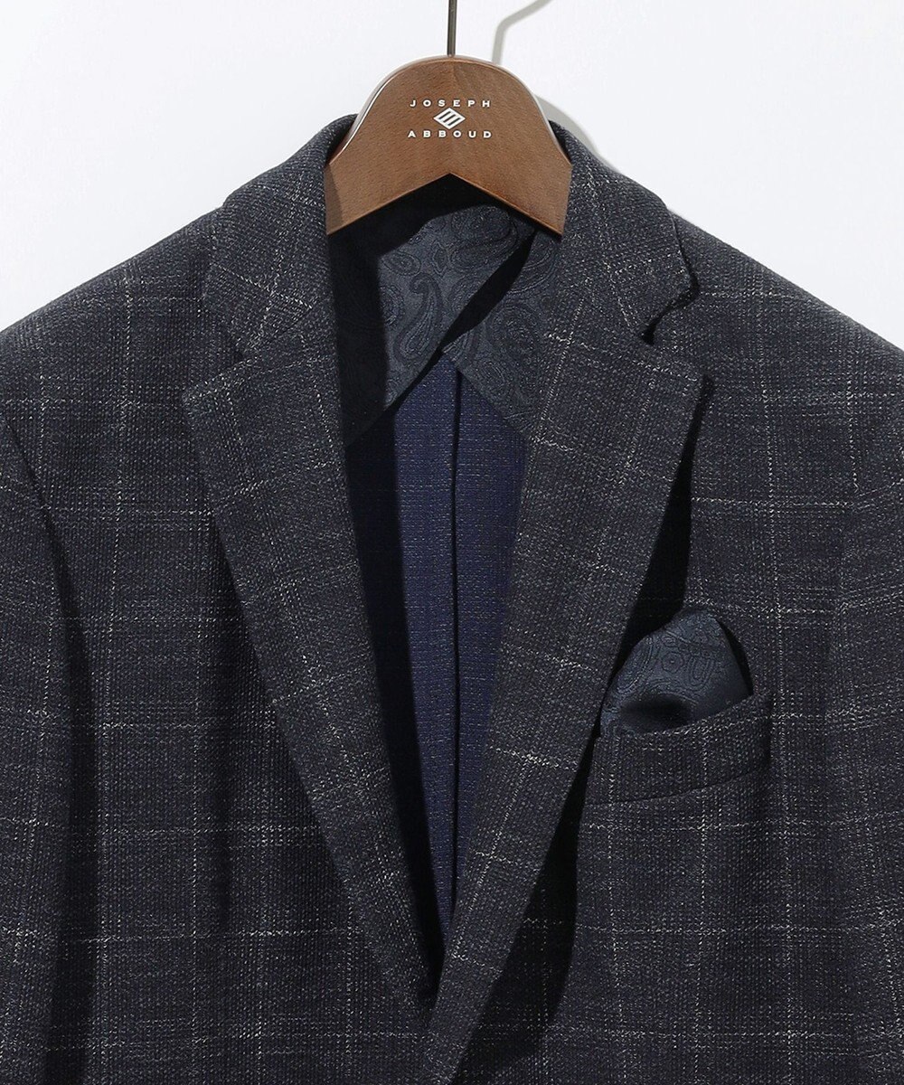 JOSEPH ABBOUD 【イタリア素材/軽量/ストレッチ】サマーツィードジャージーチェック プリント ジャケット 