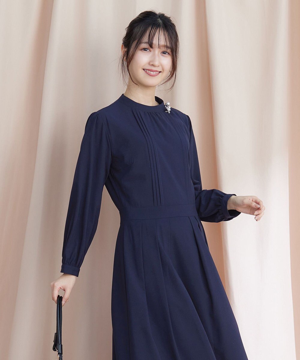 Tiaclasse 【洗える】ハイネックピンタックワンピース 