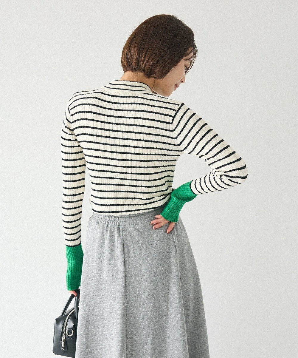 CRAFT STANDARD BOUTIQUE 洗える/とてもち配色モックネックリブニットプルオーバー/24AW 