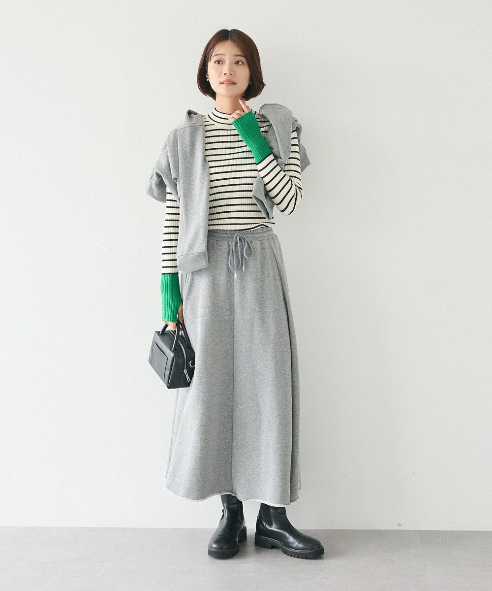 CRAFT STANDARD BOUTIQUE 洗える/とてもち配色モックネックリブニットプルオーバー/24AW 