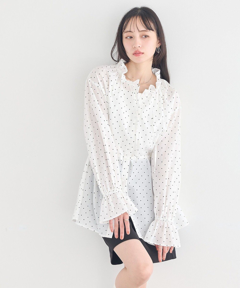 earth music&ecology 【イージーケア】TRキュプラダブルボタンフリルシャツ 