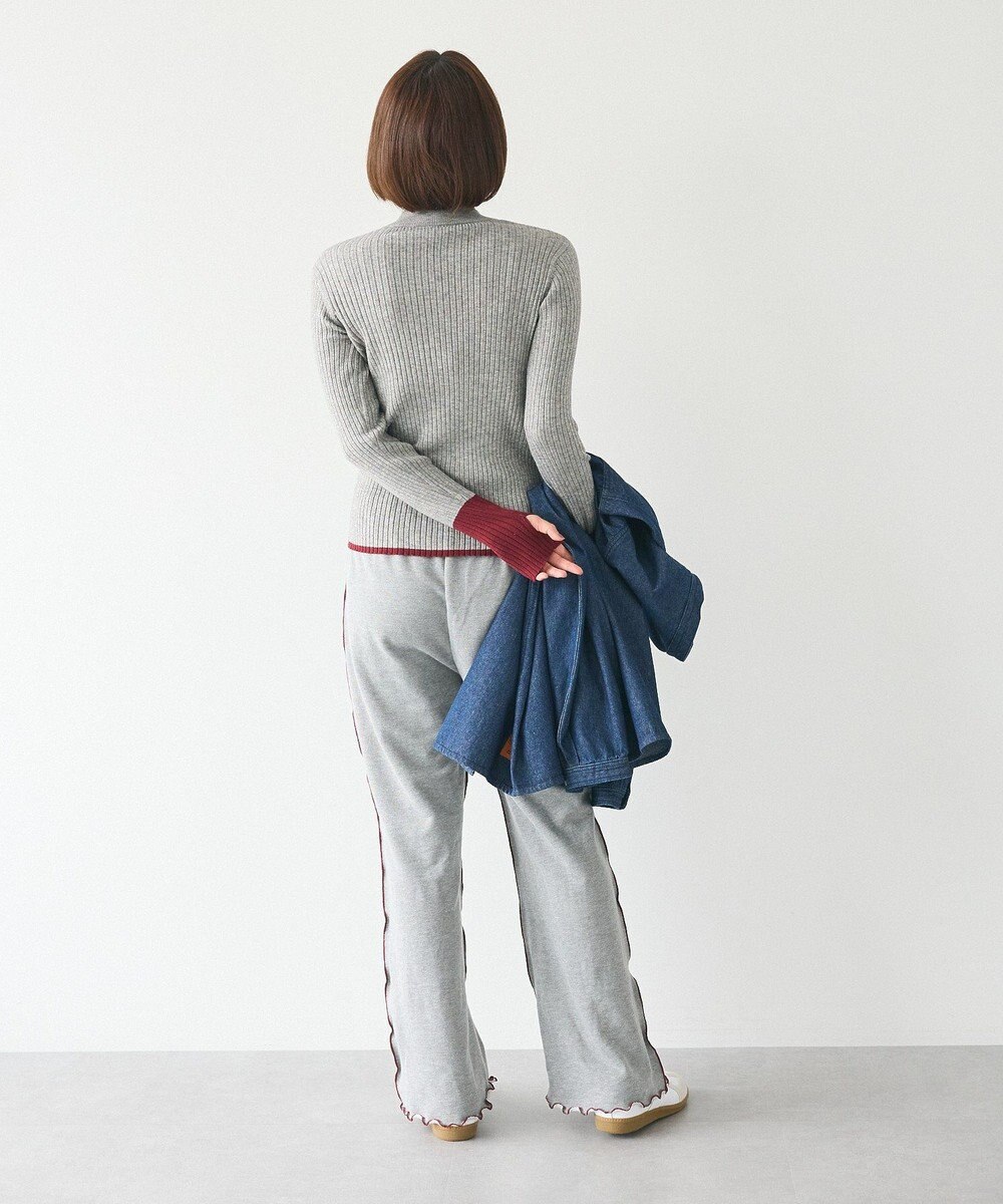 CRAFT STANDARD BOUTIQUE 洗える/とてもち配色モックネックリブニットプルオーバー/24AW 