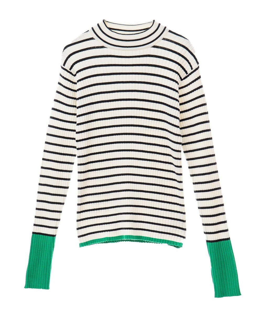 CRAFT STANDARD BOUTIQUE 洗える/とてもち配色モックネックリブニットプルオーバー/24AW 