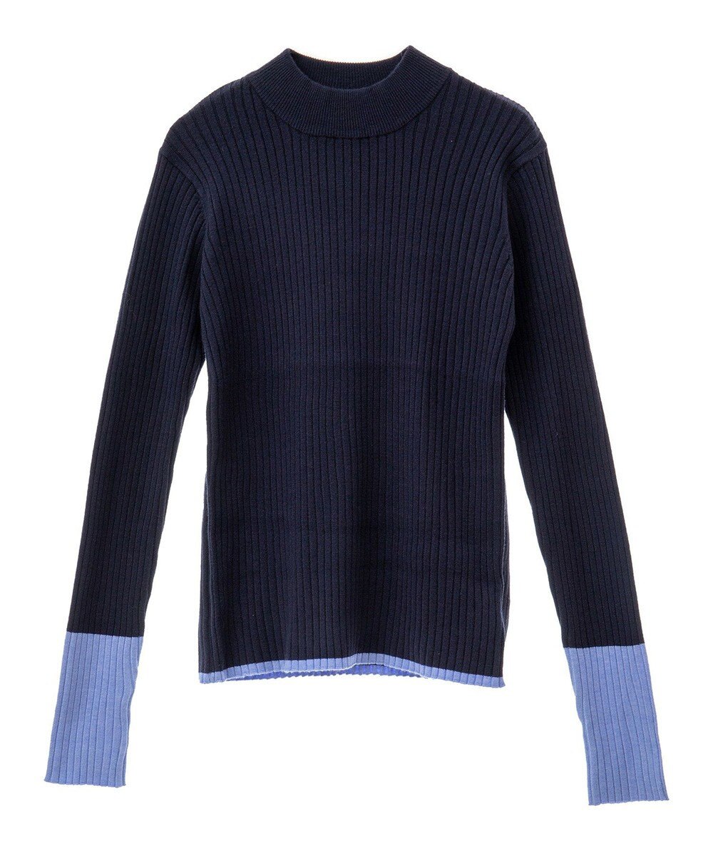 CRAFT STANDARD BOUTIQUE 洗える/とてもち配色モックネックリブニットプルオーバー/24AW 