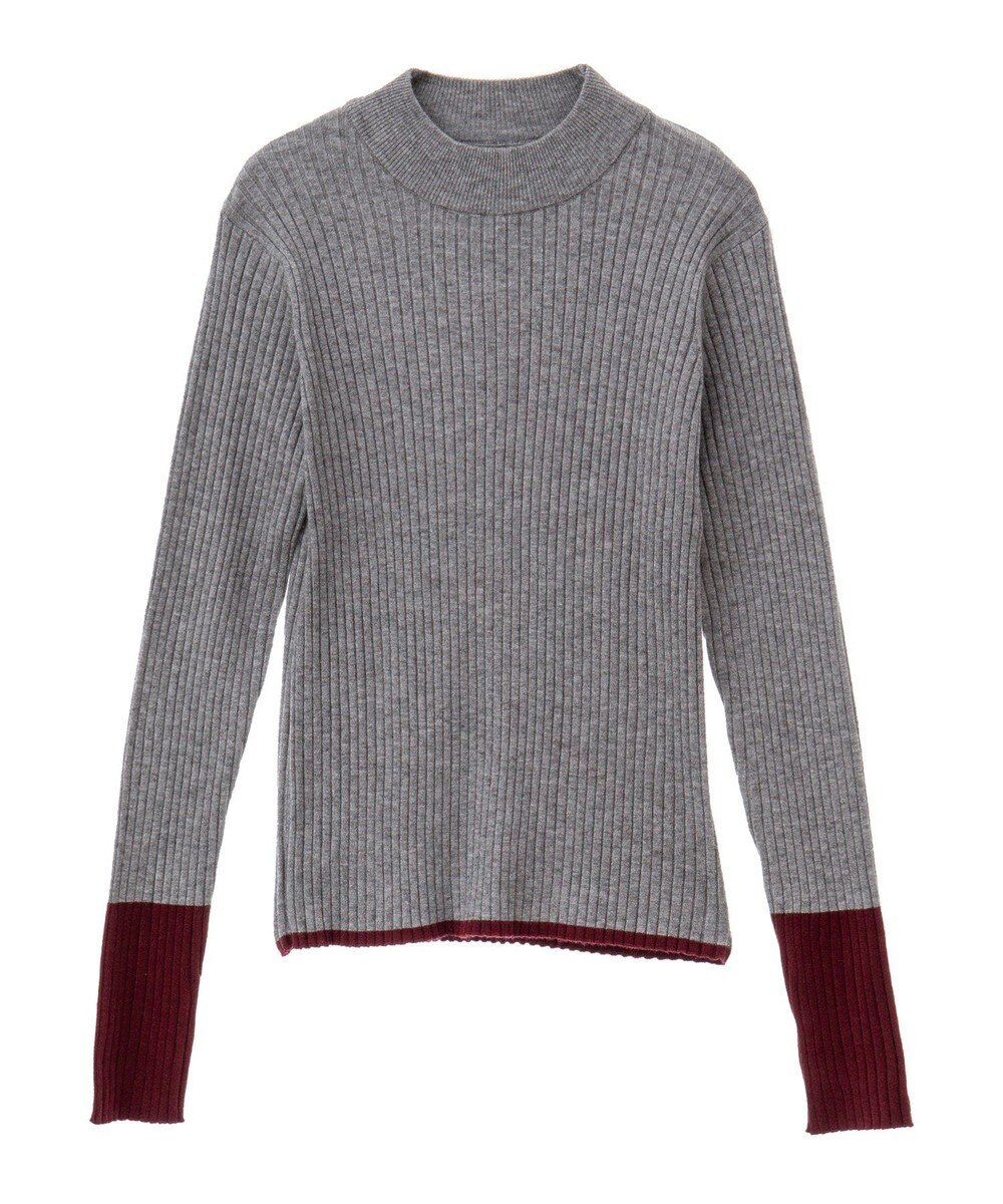 CRAFT STANDARD BOUTIQUE 洗える/とてもち配色モックネックリブニットプルオーバー/24AW 