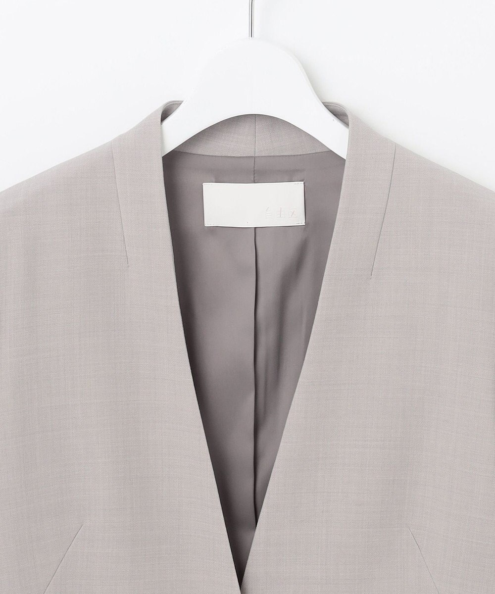 自由区 【セットアップ対応・洗える】ウールブレンドセットアップノーカラー ジャケット 