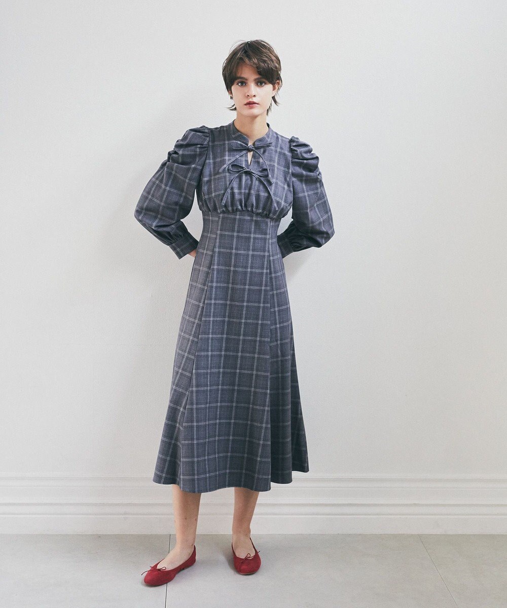 Maison de FLEUR 聡明な淑女のチェックワンピース 