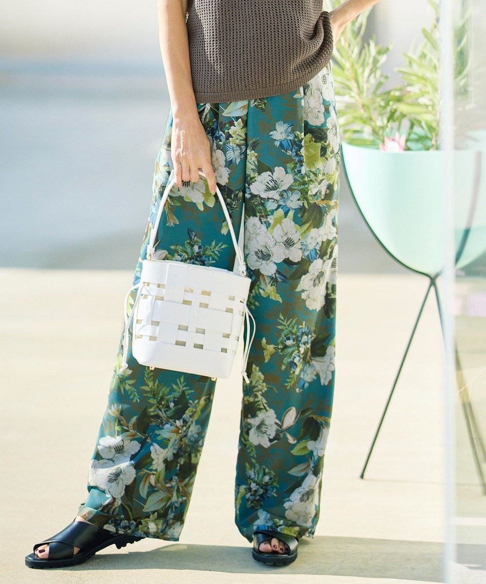 自由区 ボタニカルプリントドロスト パンツ 