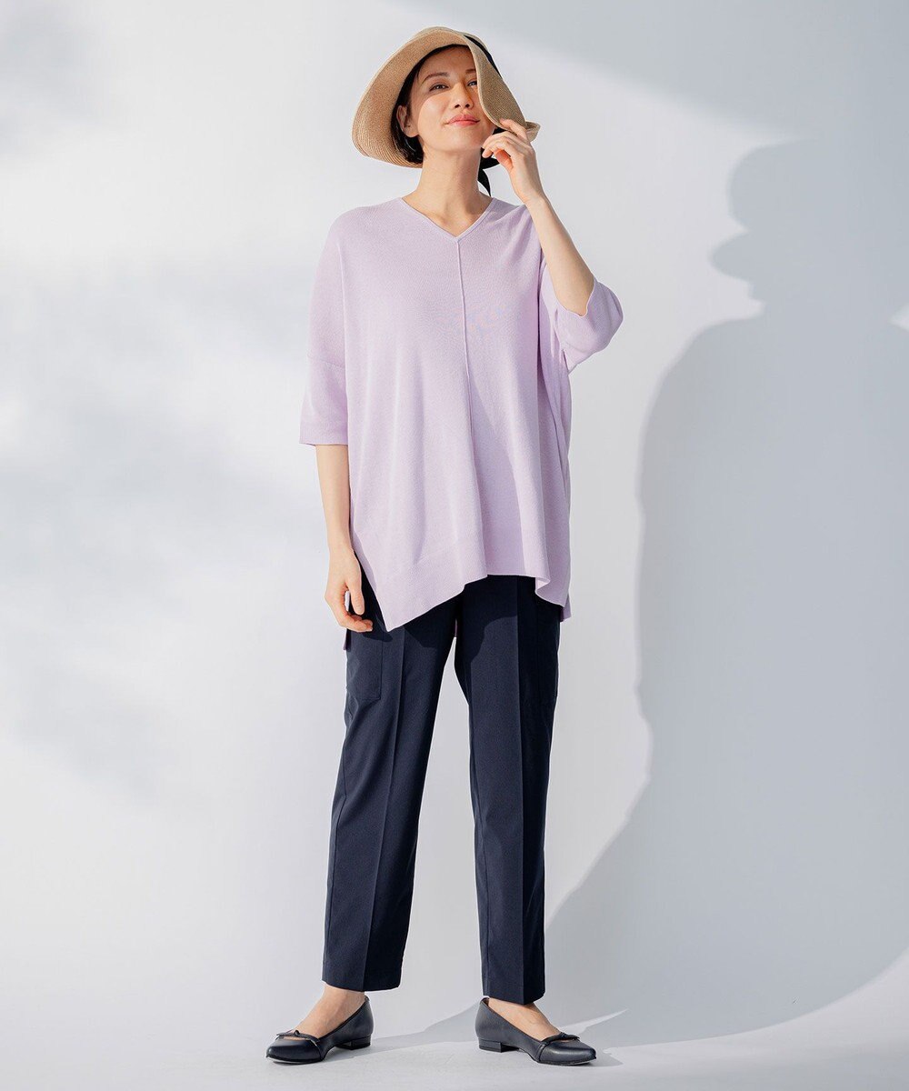 自由区 【洗える】撥水シルキーポプリン カーゴパンツ 