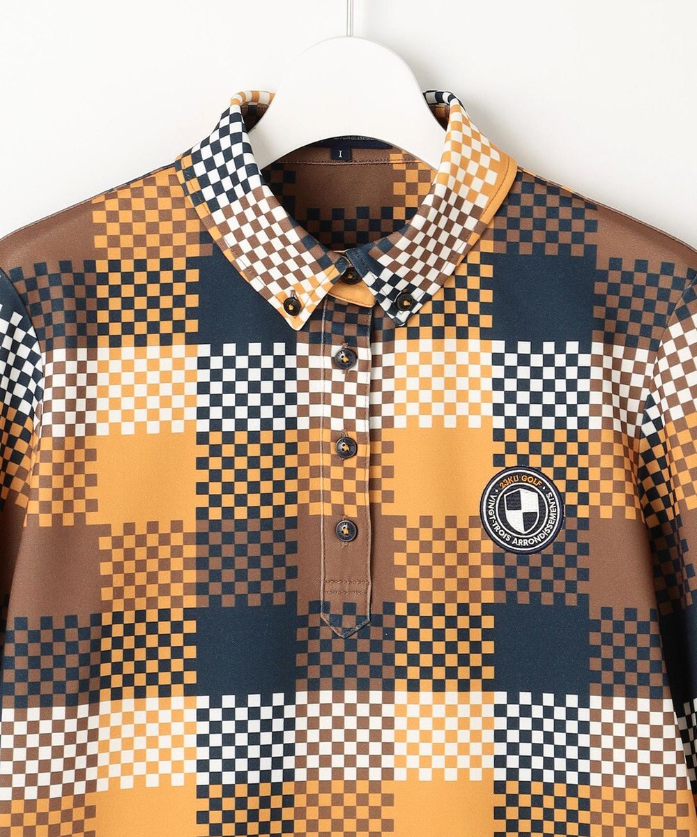 23区GOLF 【WOMEN】【吸水速乾・UVケア】 チェック柄プリント 長袖シャツ 