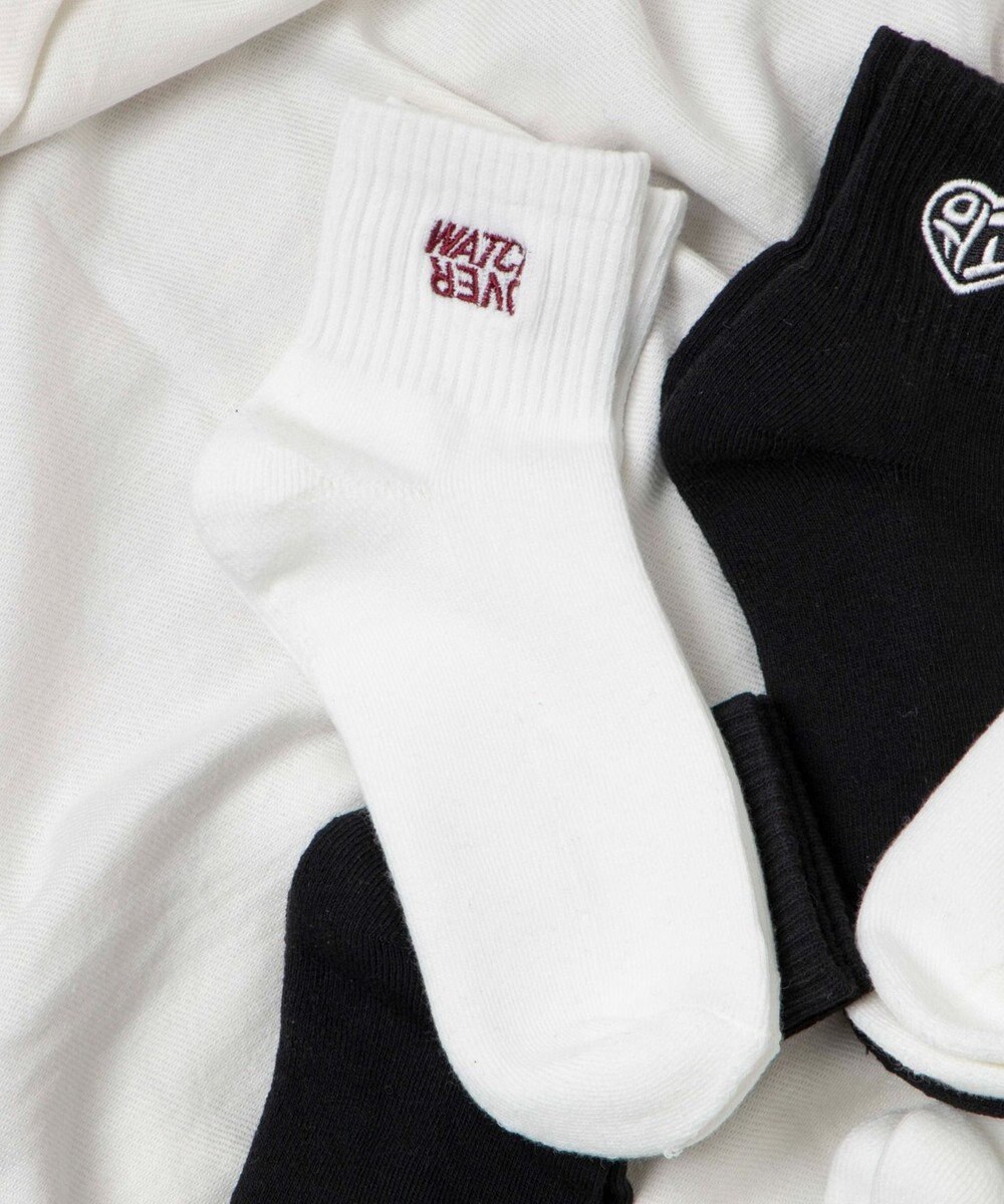 WEGO デザインロゴ刺繍アンクル底パイルソックス 
