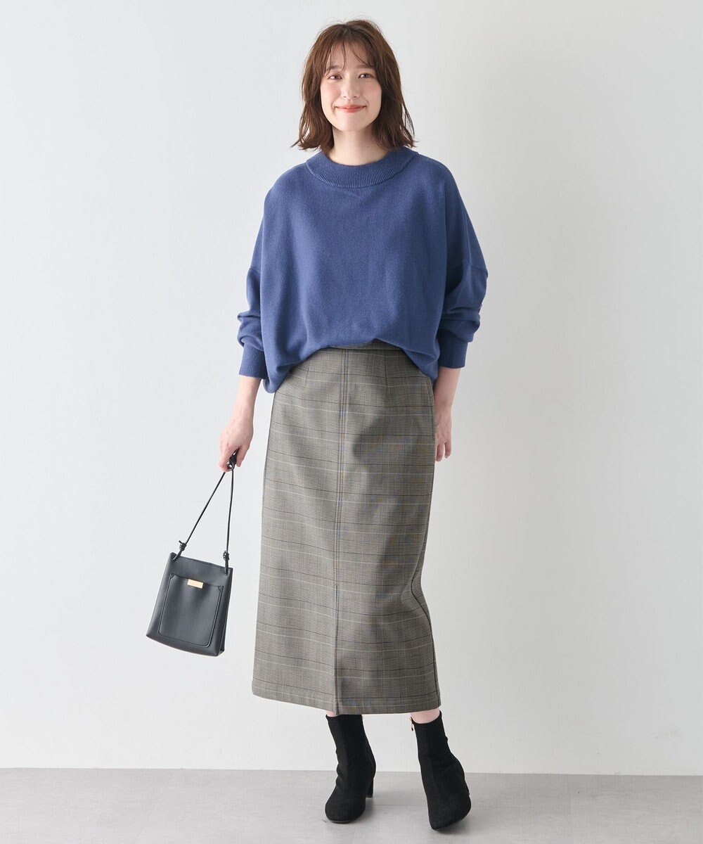 ANY L 【手洗い可/ウエストゴム/裏起毛】チェックボンディングタイトスカート 