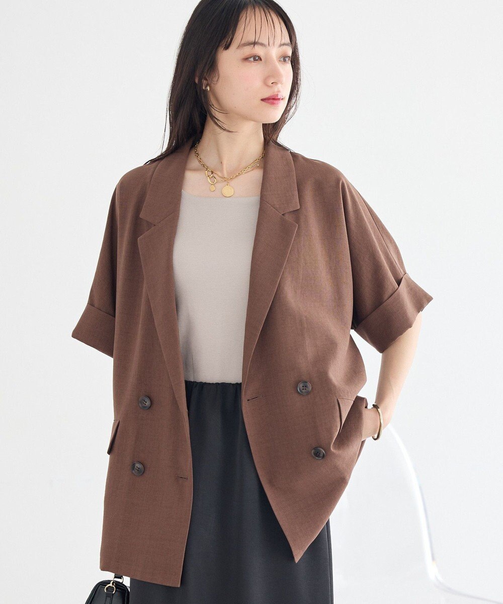 earth music&ecology 【セットアップ対応】リネンライクダブルジャケット 