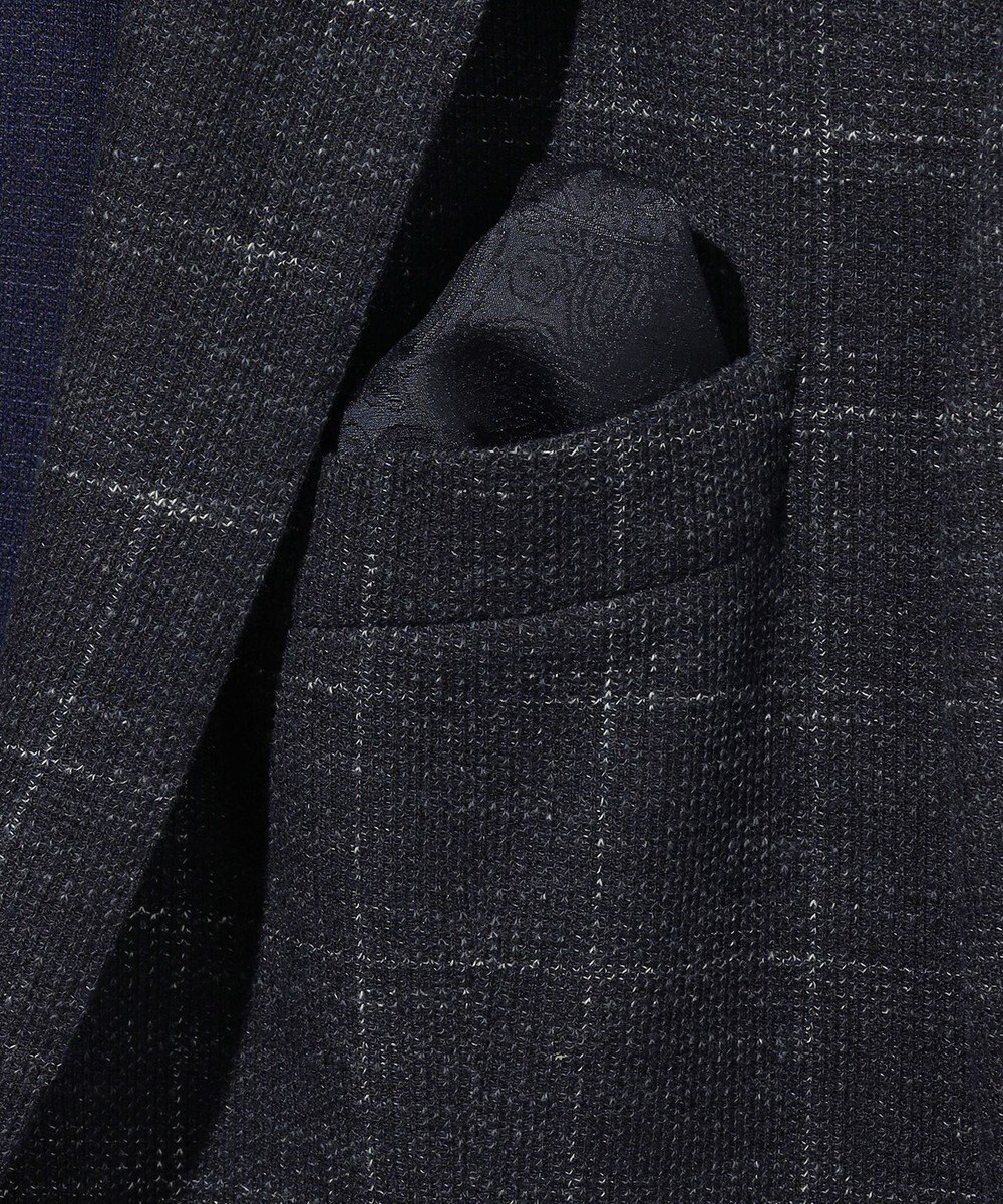 JOSEPH ABBOUD 【イタリア素材/軽量/ストレッチ】サマーツィードジャージーチェック プリント ジャケット 