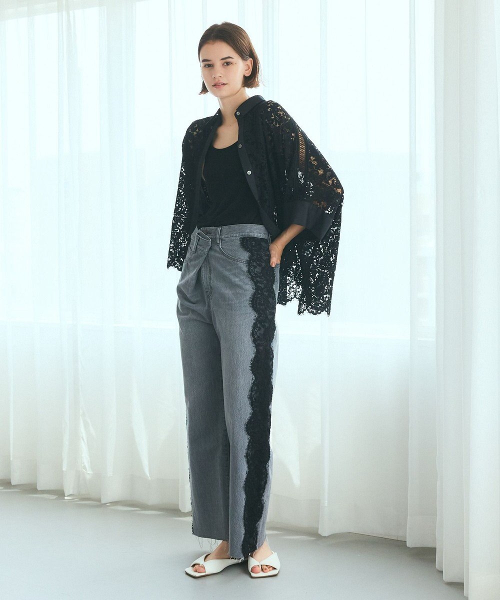 GRACE CONTINENTAL サイドレースデニムパンツ 