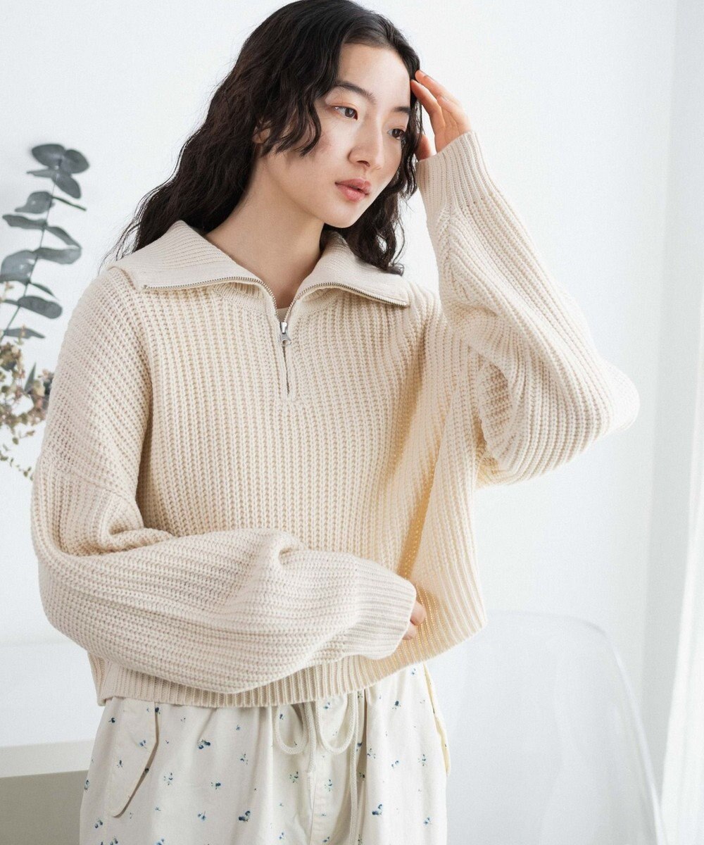 WEGO ハーフジップショートニットプルオーバー 