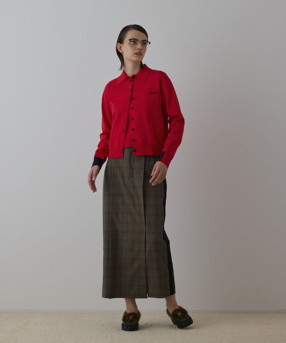 GRACE CONTINENTAL バイカラーロゴニットカーディガン 