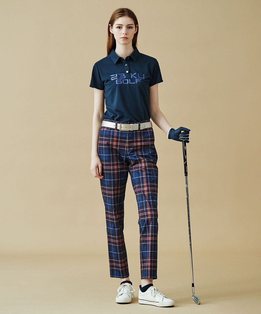 23区GOLF フレンチシックなスタイリングに！【WOMEN】チェック柄 テーパードパンツ 