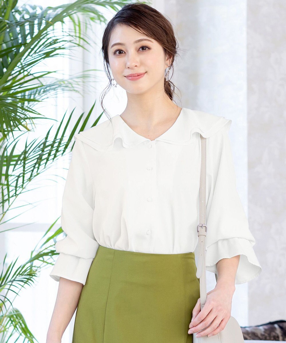 Tiaclasse 【洗える】フレアカラーブラウス 