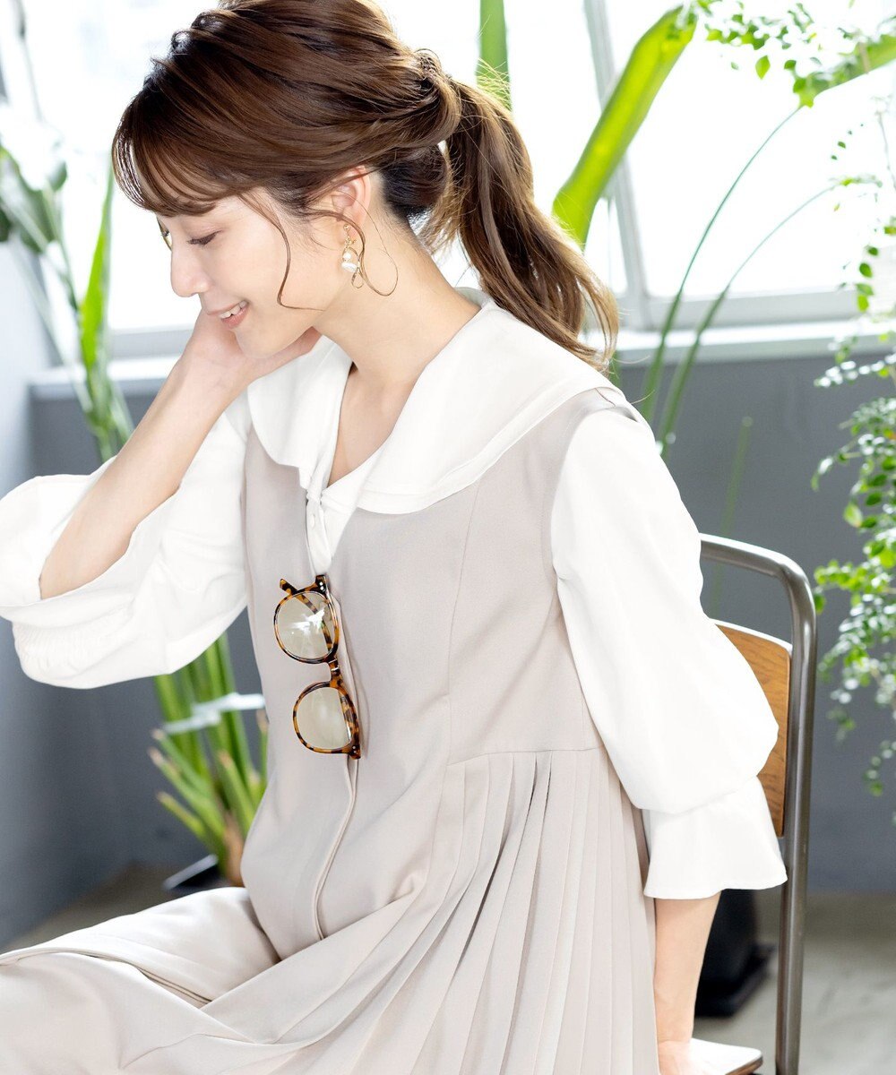 Tiaclasse 【洗える】フレアカラーブラウス 