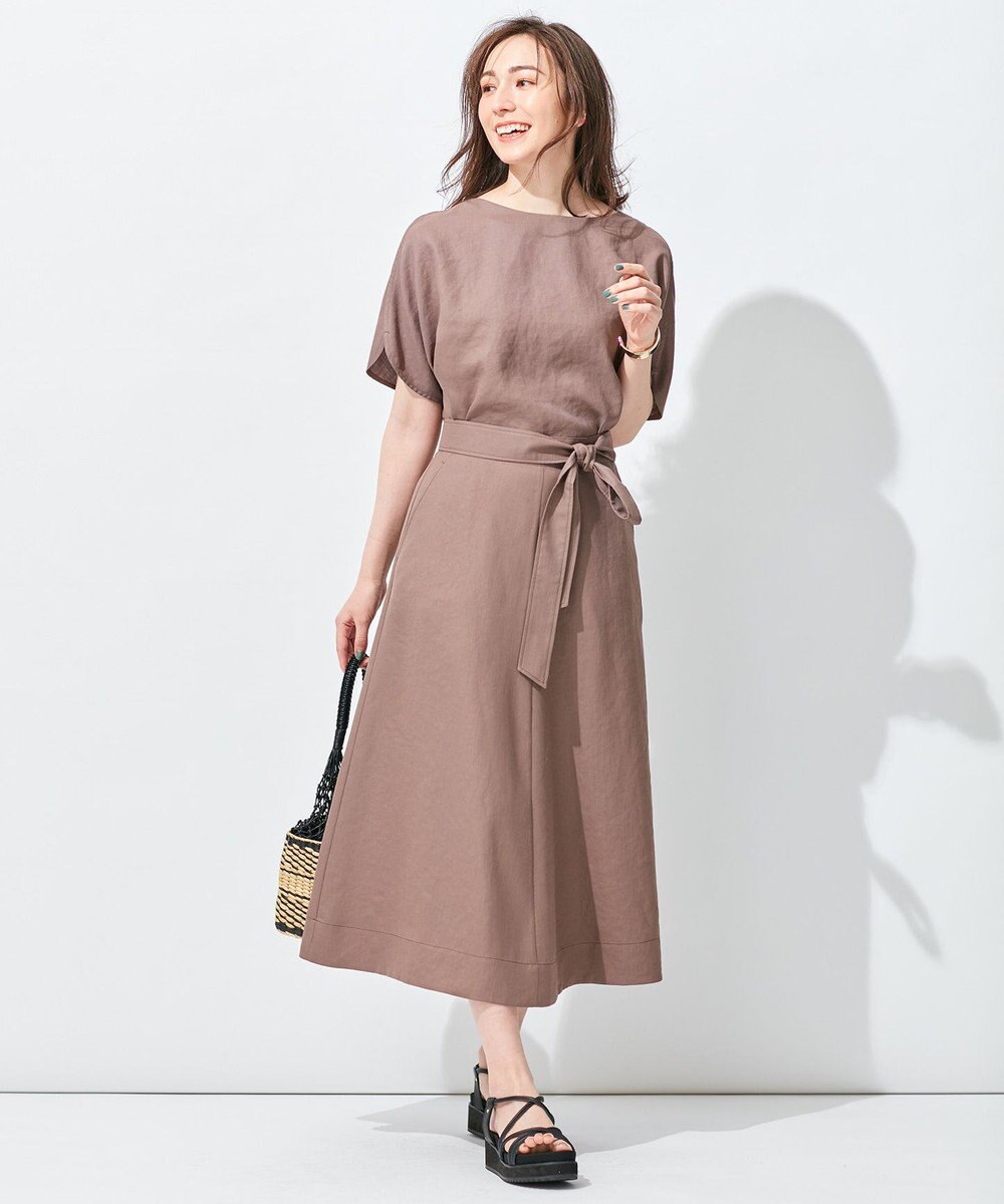 自由区 【接触冷感/セットアップ着用可】トリアセテートツイル フレアスカート 