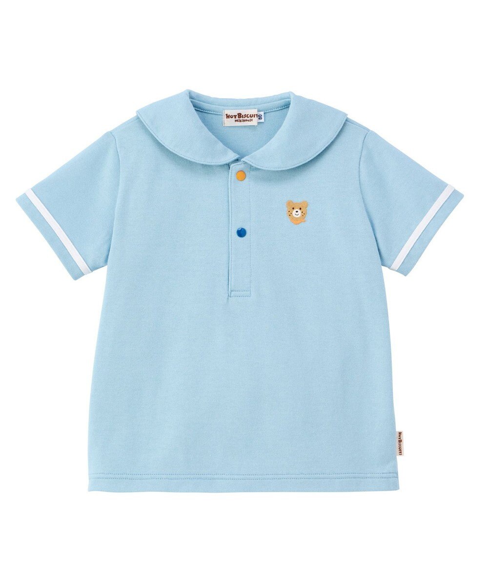 MIKI HOUSE HOT BISCUITS 【70-110cm】 くま耳 セーラーカラー半袖Tシャツ 